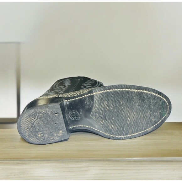 Vtg Heritage West HH Cowboy Boots Mens Black Leather  Sz 7 1/2 EE West. Stitched - Picture 8 of 8